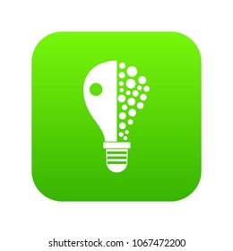 Light bulb icon digital green for any design isolated on white vector illustration