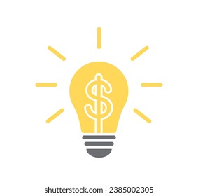 Light bulb icon with Dollar sing. Energy and money. Creative idea and inspiration concept. Vector illustration