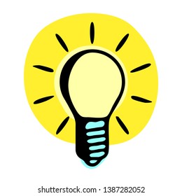 Light bulb icon. Doodle icon