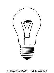 Light bulb icon. Doodle hand drawn light bulb isolated on white background. Vector Illustration