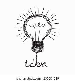 Light bulb icon Doodle hand drawn Illustration 