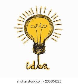 Light bulb icon Doodle hand drawn Illustration 