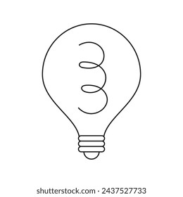 Ilustración del doodle del icono de la bombilla. Concepto de idea y solución, proceso de pensamiento, símbolo de energía. Línea de arte doodle vector clipart