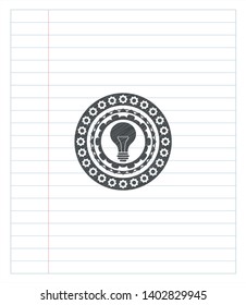 light bulb icon draw with pencil effect. Vector Illustration. Detailed.