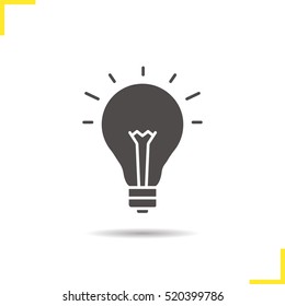 Light bulb icon. Drop shadow silhouette symbol. Good idea. Negative space. Vector isolated illustration