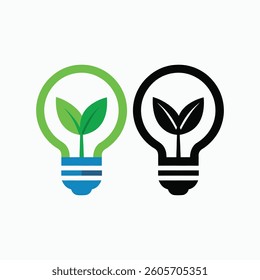 Light Bulb Icon - Eco-Friendly Energy-Saving Concept vector art Illustration.
