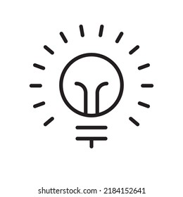 Symbol der Glühbirne. Lineares Piktogramm einer elektrischen Lampe. Symbol der Idee und Kreativität. Bearbeitbare Zeilen.
