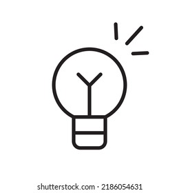 Light bulb icon. Electric lamp linear pictogram. Symbol of idea and creativity. Editable lines.