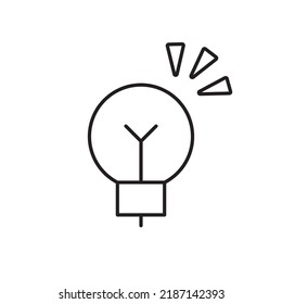 Light bulb icon. Electric lamp linear pictogram. Symbol of idea and creativity. Editable lines.