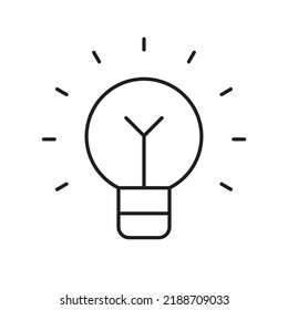 Light bulb icon. Electric lamp linear pictogram. Symbol of idea and creativity. Editable lines.