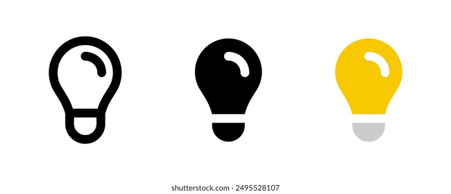 Light bulb icon. Electric lamp vector illustration. Electric energy symbol. Light bulb sign isolated.