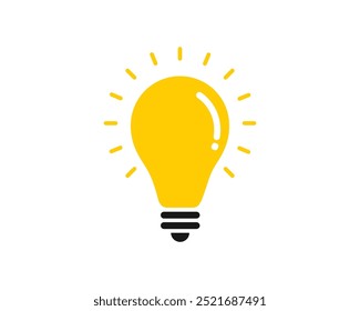 Light bulb icon. Electric lamp, light, innovation, solution, creative thinking, electricity, idea symbol.  Electric lamp on white background.