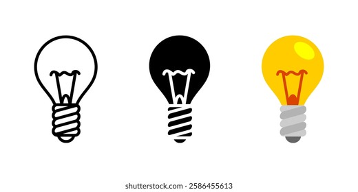 Light bulb icon. Electric lamp sign. Innovation and energy symbol. Creative idea pictogram. Bright illumination concept illustration.