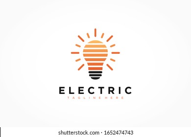 Light Bulb Icon Electric Logo. Flat Vector Logo Design Template Element.