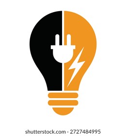 Glühbirnen-Symbol mit elektrischem Stecker und Blitz-Bolzen-Energie-Konzept-Symbol