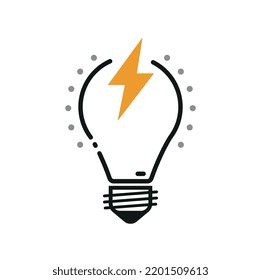 Light bulb icon with energy beam.