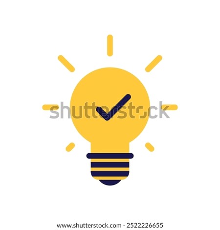 Light Bulb Icon Featuring Checkmark for Approval in Creative Solutions and Idea Validation