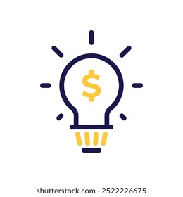 Light Bulb Icon Featuring Dollar Sign to Represent Loans and Profit for Business Innovations