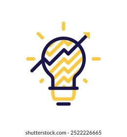 Light Bulb Icon Featuring Rising Graph to Represent Growth and Innovative Ideas for Success