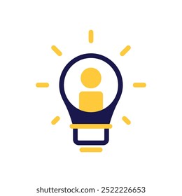 Light Bulb Icon Featuring User Profile Sign for Enhancing Communication and Collaboration