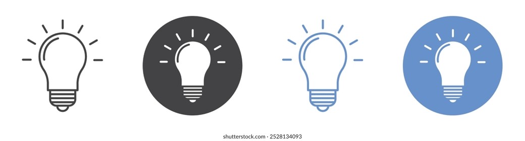 Light bulb icon Flat art in black and white isolated