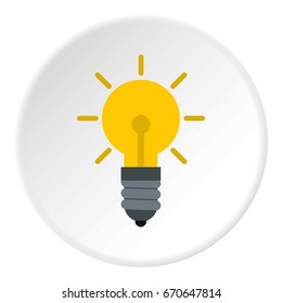 Light bulb icon in flat circle isolated vector illustration for web