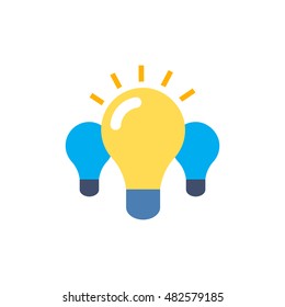 Light bulb icon in flat color style. Idea inspiration electricity light