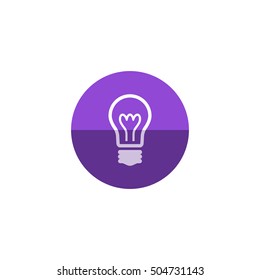 Light bulb icon in flat color circle style. Idea inspiration electricity light