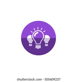Light bulb icon in flat color circle style. Idea inspiration electricity light