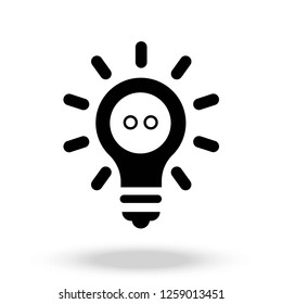 light bulb icon in a flat design in black color. 