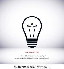 Light bulb icon, flat design best vector icon