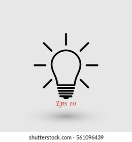 Light bulb icon, flat design best vector icon