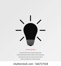 Light bulb icon, flat design