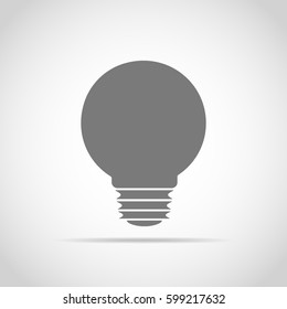 Light bulb icon in flat design. Gray bulb isolated on light background. Vector illustration.