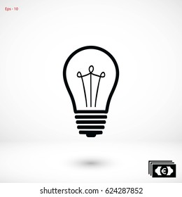 Light bulb icon, flat design best vector icon