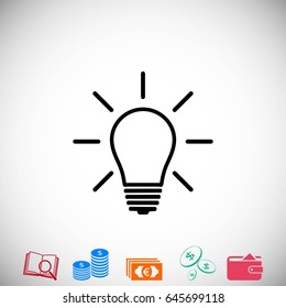 Light bulb icon, flat design best vector icon