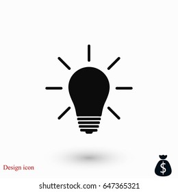 Light bulb icon, flat design best vector icon