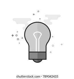 Light bulb icon in flat outlined grayscale style. Vector illustration.