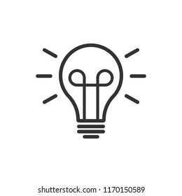 Light bulb icon in flat style. Lightbulb vector illustration on white isolated background. Lamp idea business concept.