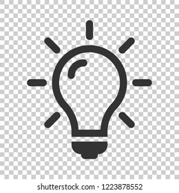 Light bulb icon in flat style. Lightbulb vector illustration on isolated background. Lamp idea business concept.