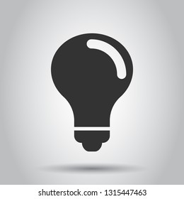 Light bulb icon in flat style. Lightbulb vector illustration on white background. Lamp idea business concept.