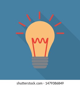 Light bulb icon in flat style. Vector illustration for web design