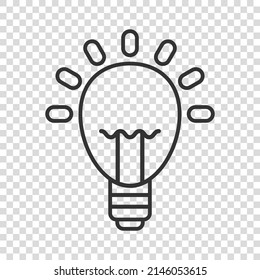 Light bulb icon in flat style. Lightbulb vector illustration on white isolated background. Energy lamp sign business concept.