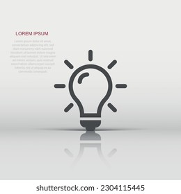 Light bulb icon in flat style. Lightbulb vector illustration on white isolated background. Lamp idea business concept.