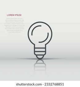 Light bulb icon in flat style. Lightbulb vector illustration on white isolated background. Lamp idea business concept.