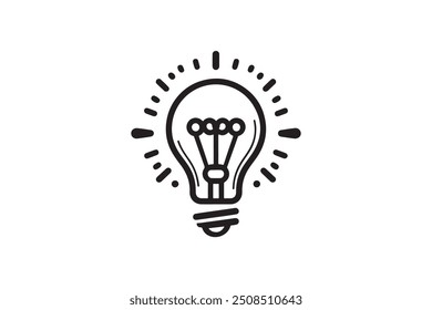 Light Bulb icon flat style minimalist clipart illustration. 