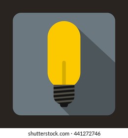Light bulb icon in flat style on a gray background