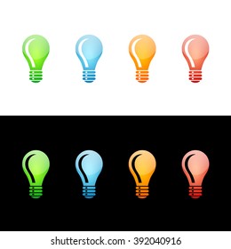 Light Bulb Icon in Four Glossy Glass Icon Colors