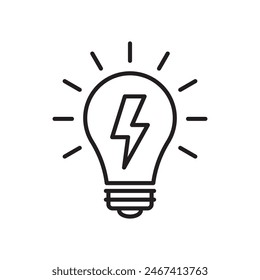 The light bulb icon, full of ideas and creative thinking, analytical thinking for processing. Outline symbol illustration.