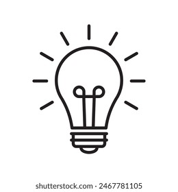The light bulb icon, full of ideas and creative thinking, analytical thinking for processing. Outline symbol illustration.